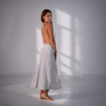 Midi Length Skirt (Satin-Effect Material)