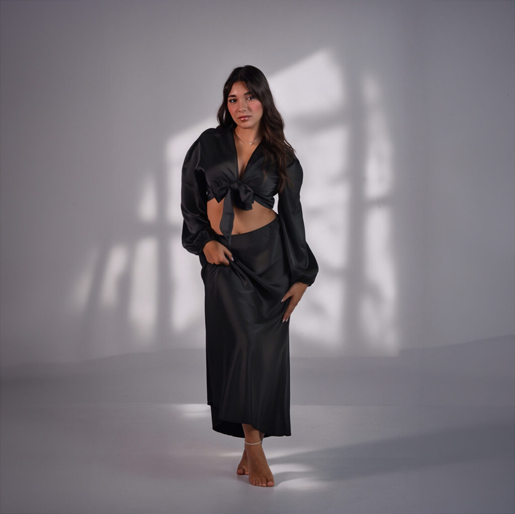 Maxi Length Skirt (Satin-Effect Material)