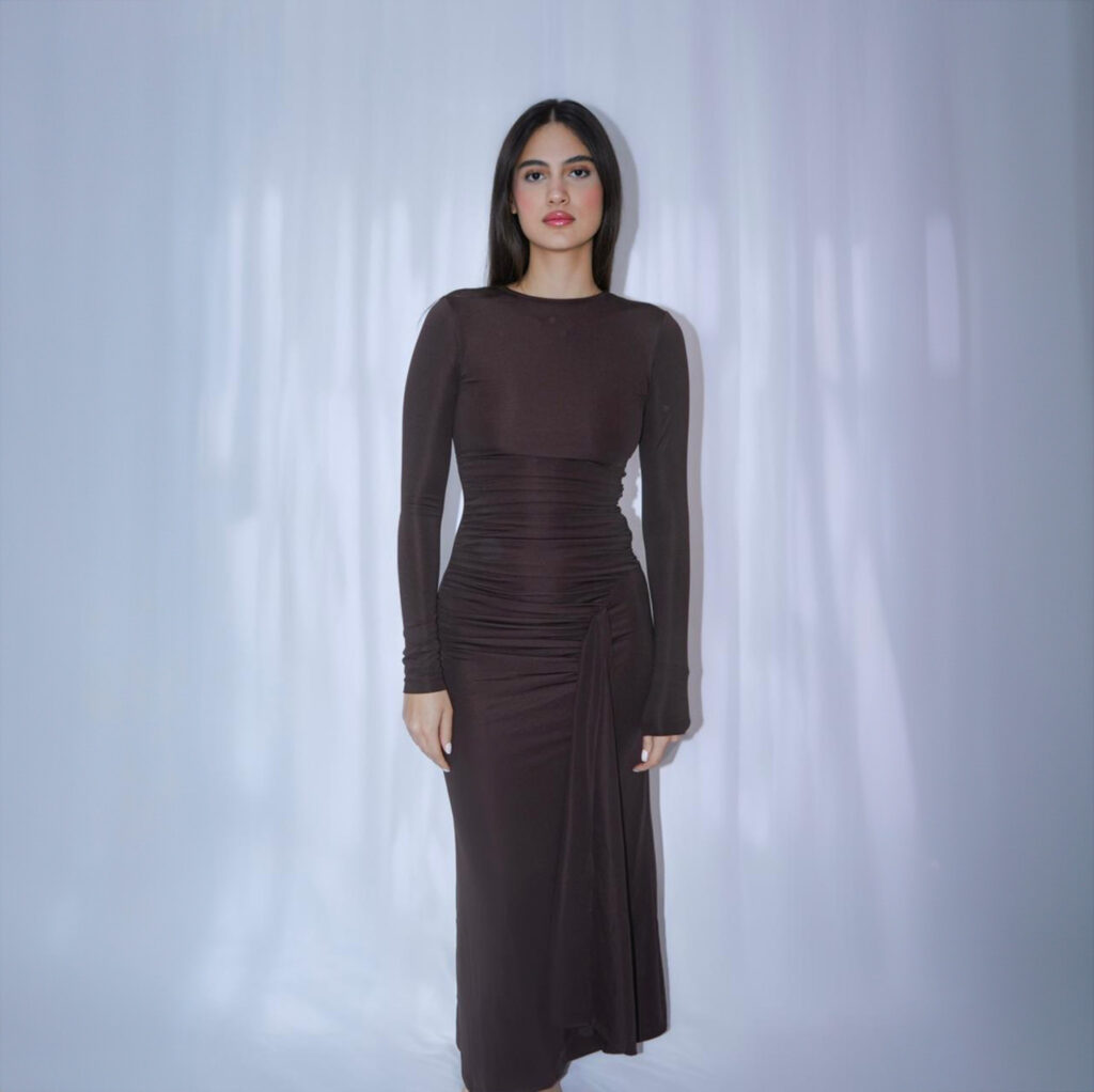 Long Sleeve Maxi Dress Brown